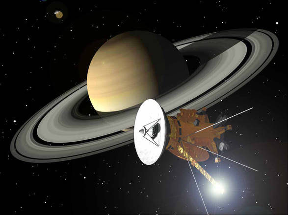 La sonda Cassini ha cominciato la serie di 'tutti' negli aneggli di Saturno (fonte: NASA)